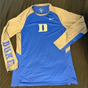 Duke Blue Devils Nike Elite Basketball Long Sleeve Shirt Mens Large Blue Gray